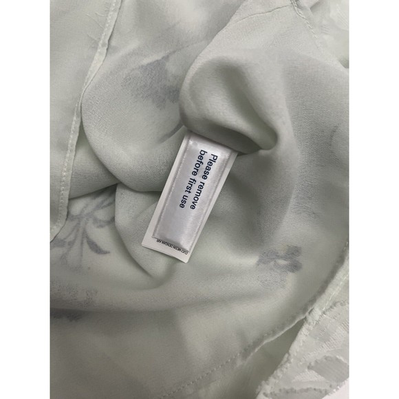 Lucky Brand Womens S Pale Green w/Blue Floral Off‎ Shoulder Layered Lined Blouse - Picture 7 of 7